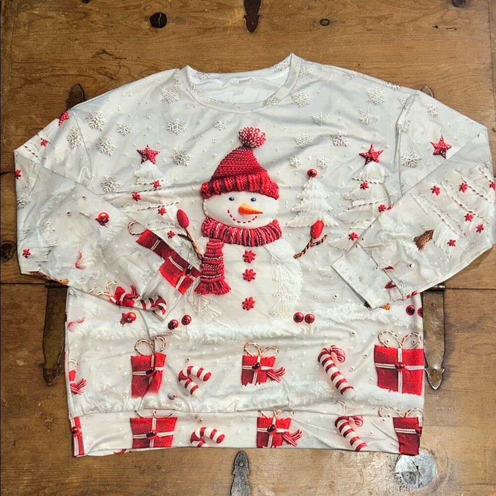 Festive Snowman Holiday Sweatshirt Size X-Large